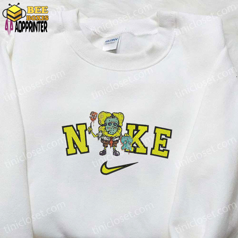 Spooktacular nike x spongebob halloween embroidered sweatshirt cartoon hoodie & adorable t-shirt