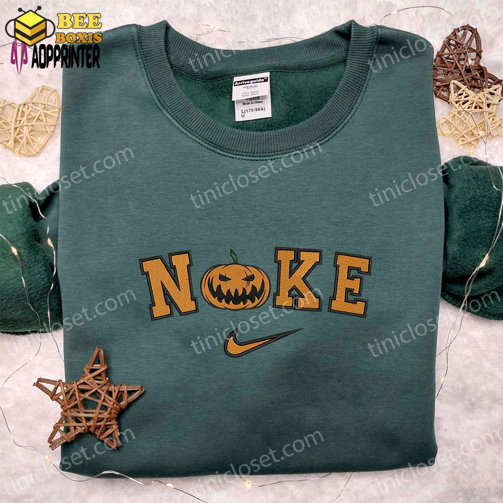 Spooky pumpkin nike hoodie & embroidered t-shirt: amazing halloween apparel