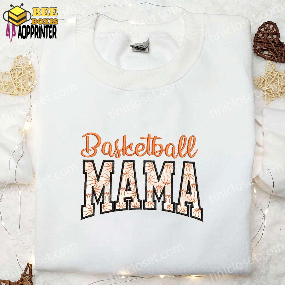 Sports embroidered hoodie & basketball mama shirt: perfect mother’s day gift idea