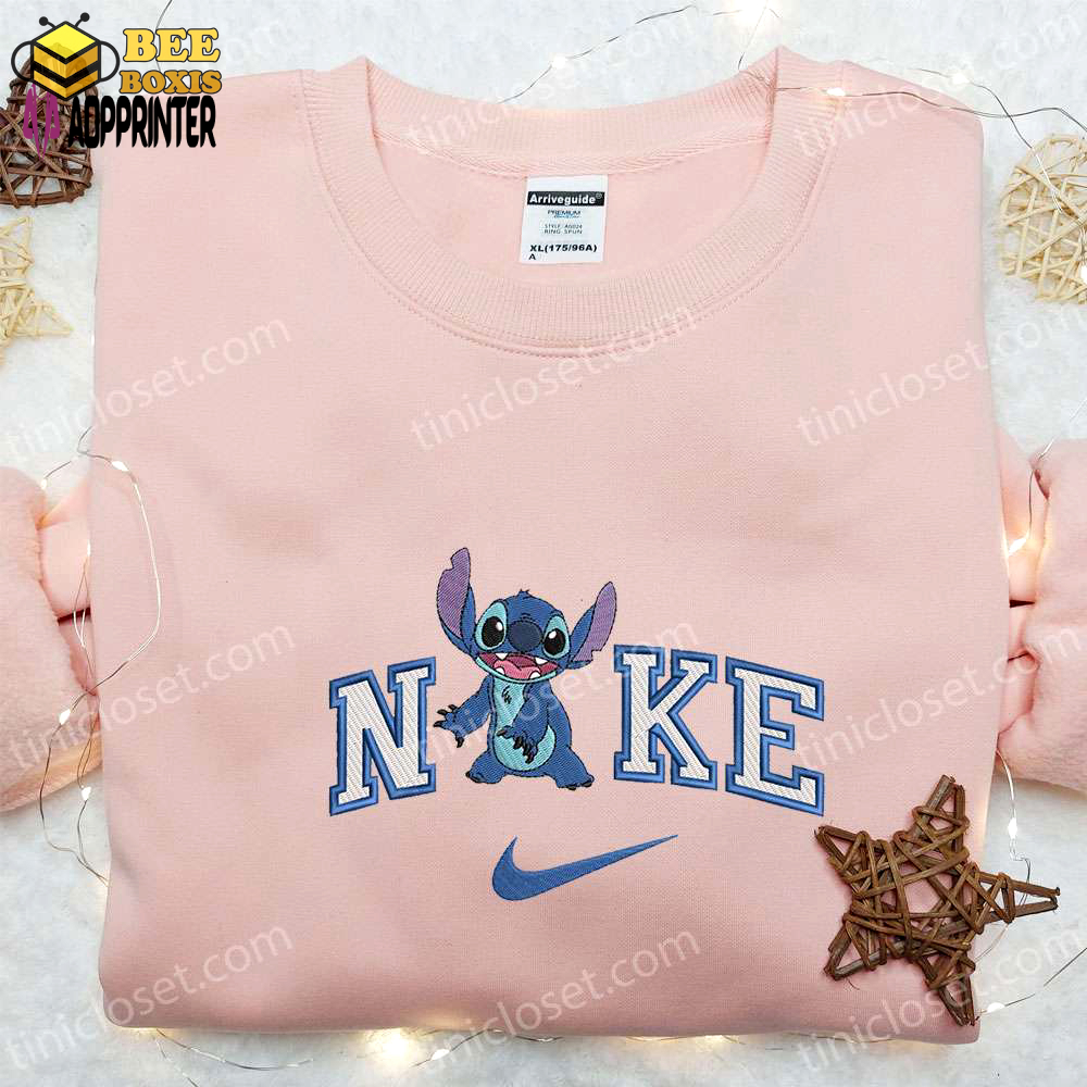 Stitch laughing x nike embroidered sweatshirt – lilo and stitch disney shirt the best gift