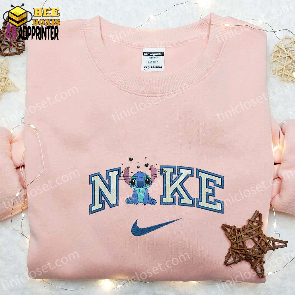 Stitch love confuse x nike embroidered sweatshirt: lilo and stitch disney shirt perfect valentine gift