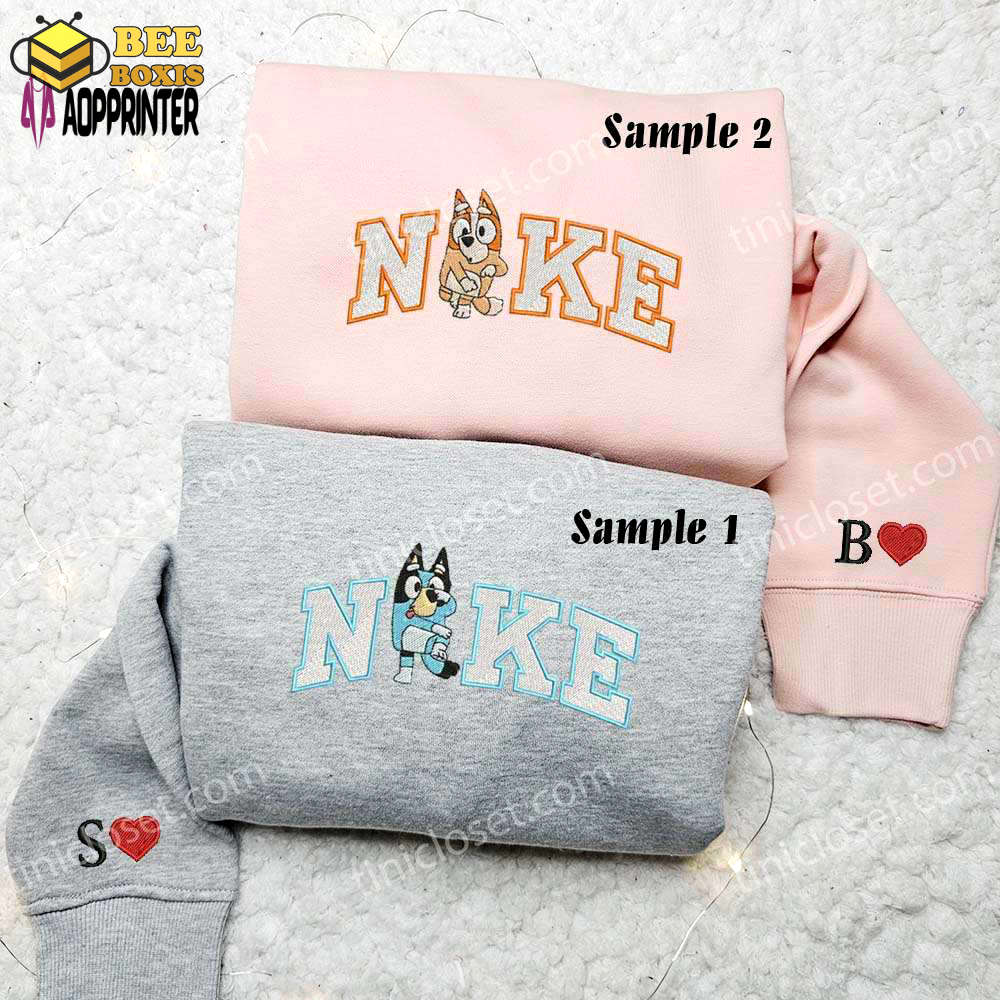 Stylish bluey and bingo embroidered couples shirts – perfect match for couples!