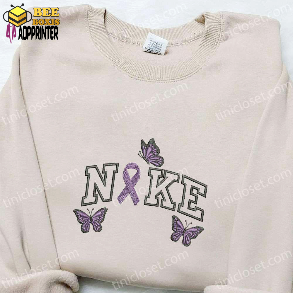 Stylish ribbon and butterflies x nike embroidered shirt sweatshirt & hoodie – customized nike inspired designs