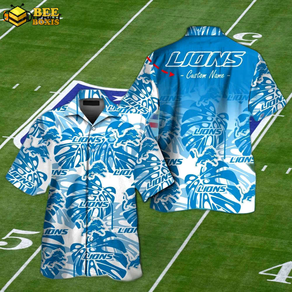 Stylish unisex detroit lions tropical aloha hawaiian shirt set – short sleeve button up for men & women