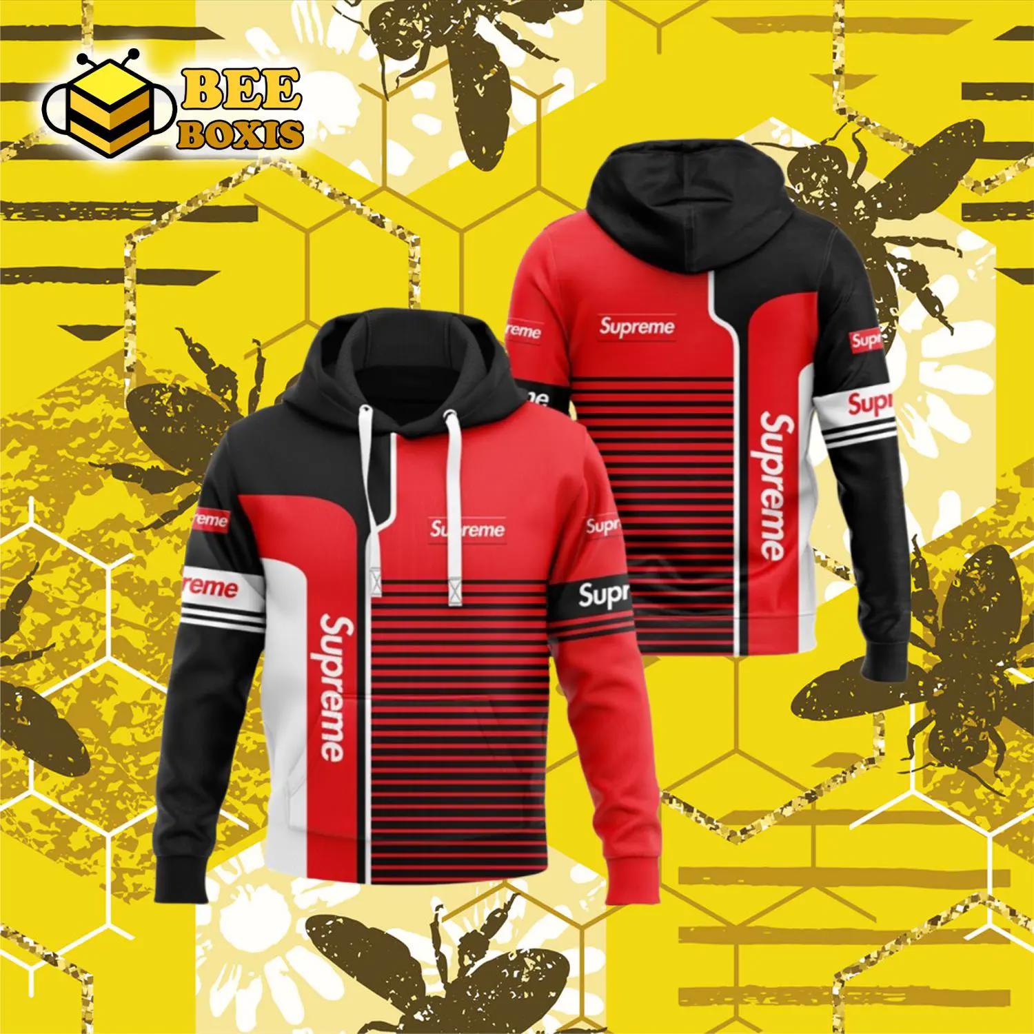 Supreme black red luxury brand premium hoodie for men women