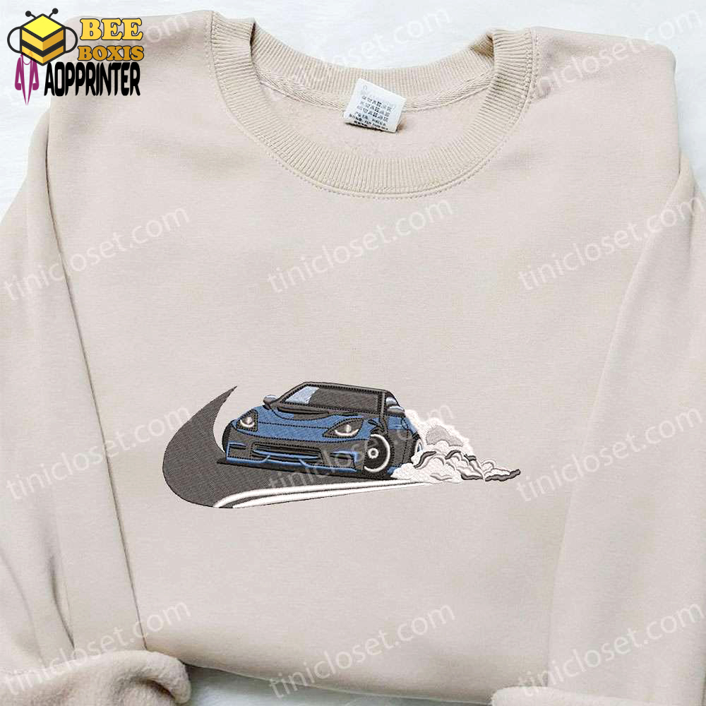 Swoosh x porsche 911 embroidered sweatshirt & transportation shirt nike inspired t-shirt