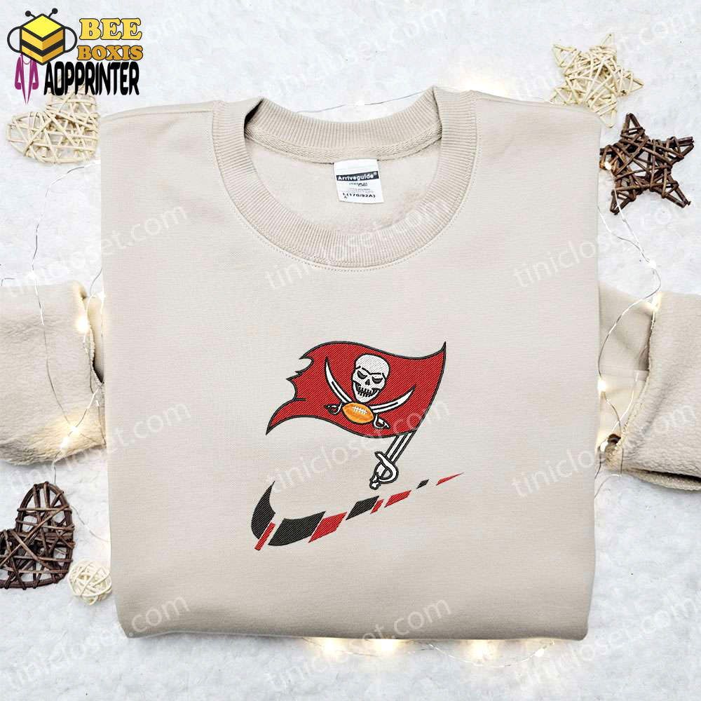 Tampa bay buccaneers nike swoosh shirt & sports hoodie: best nfl gift idea