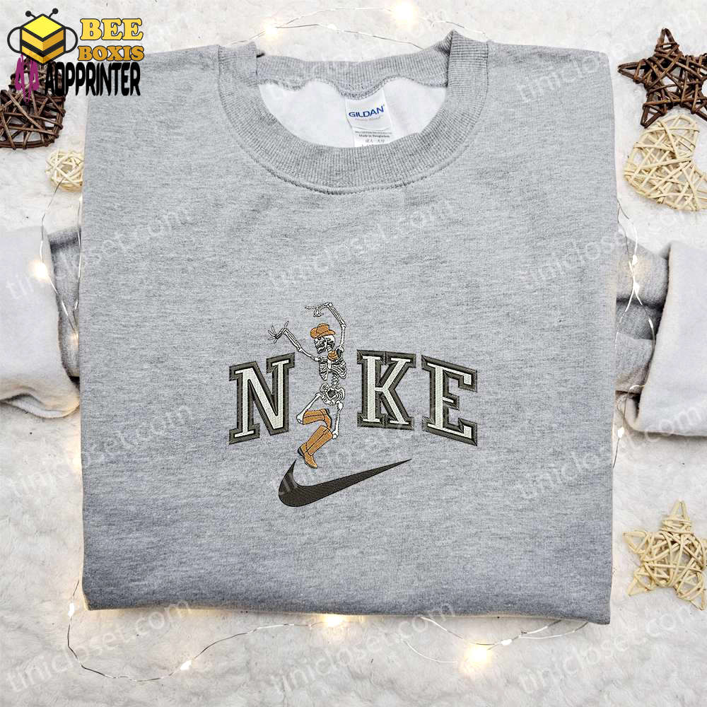 The skeleton dance x nike hoodie: best halloween gift nike inspired embroidered shirt