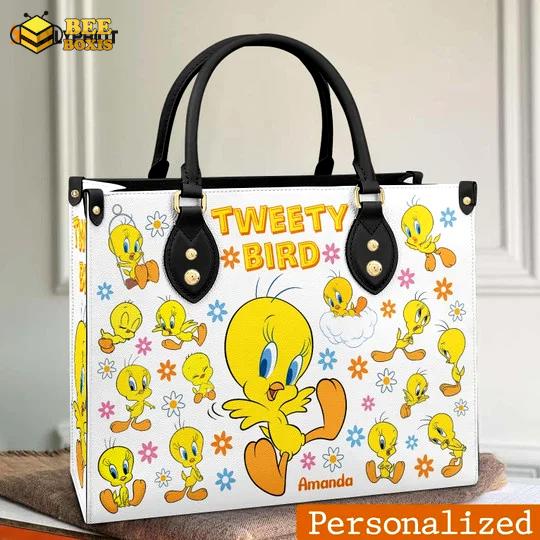 Tweety bird 2 leather hand bag gift for women’s day: perfect women s day gift g95