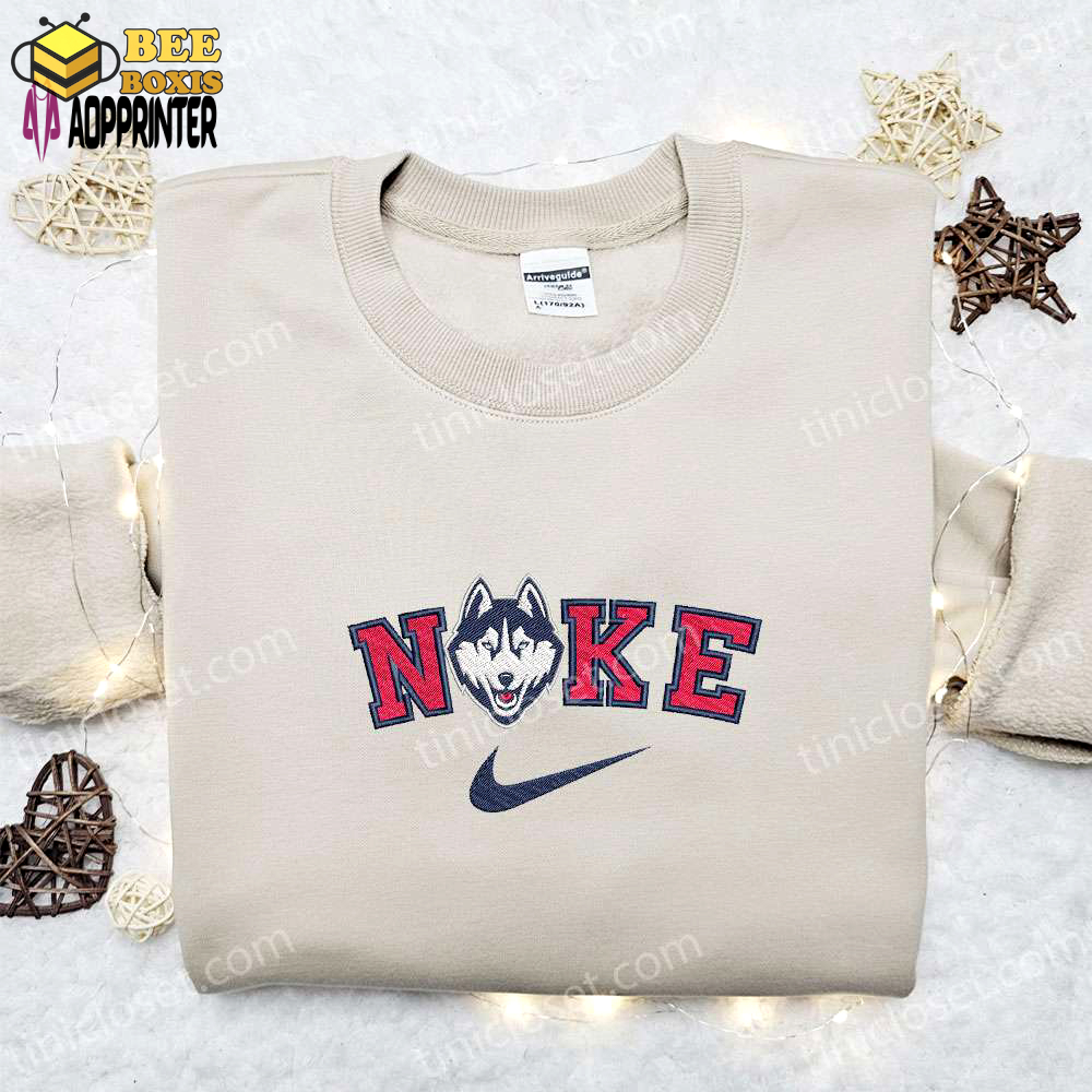 Uconn huskies x nike embroidered shirt & hoodie: ncaa sports gear perfect gift idea