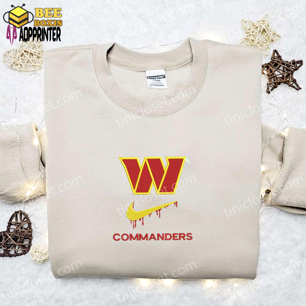 Washington commanders nike swoosh drip embroidered shirt & nfl sports hoodie: best fandom gift ideas