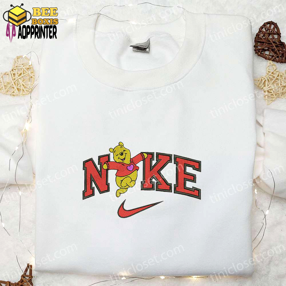 Winnie the pooh heart sweater x nike embroidered shirt: valentine’s day hoodie – best holiday gift ideas