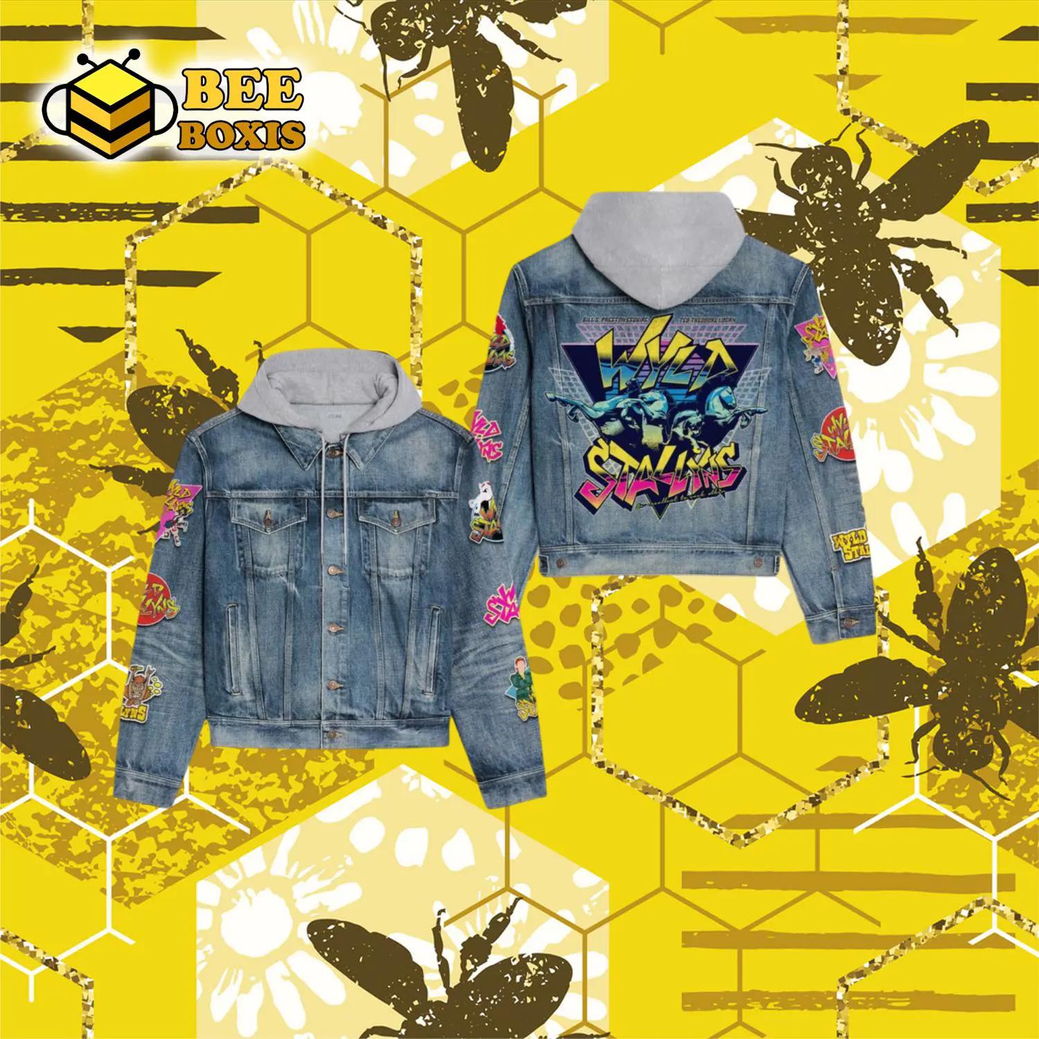 Wyld stallyns band horsehooded denim jacket.png