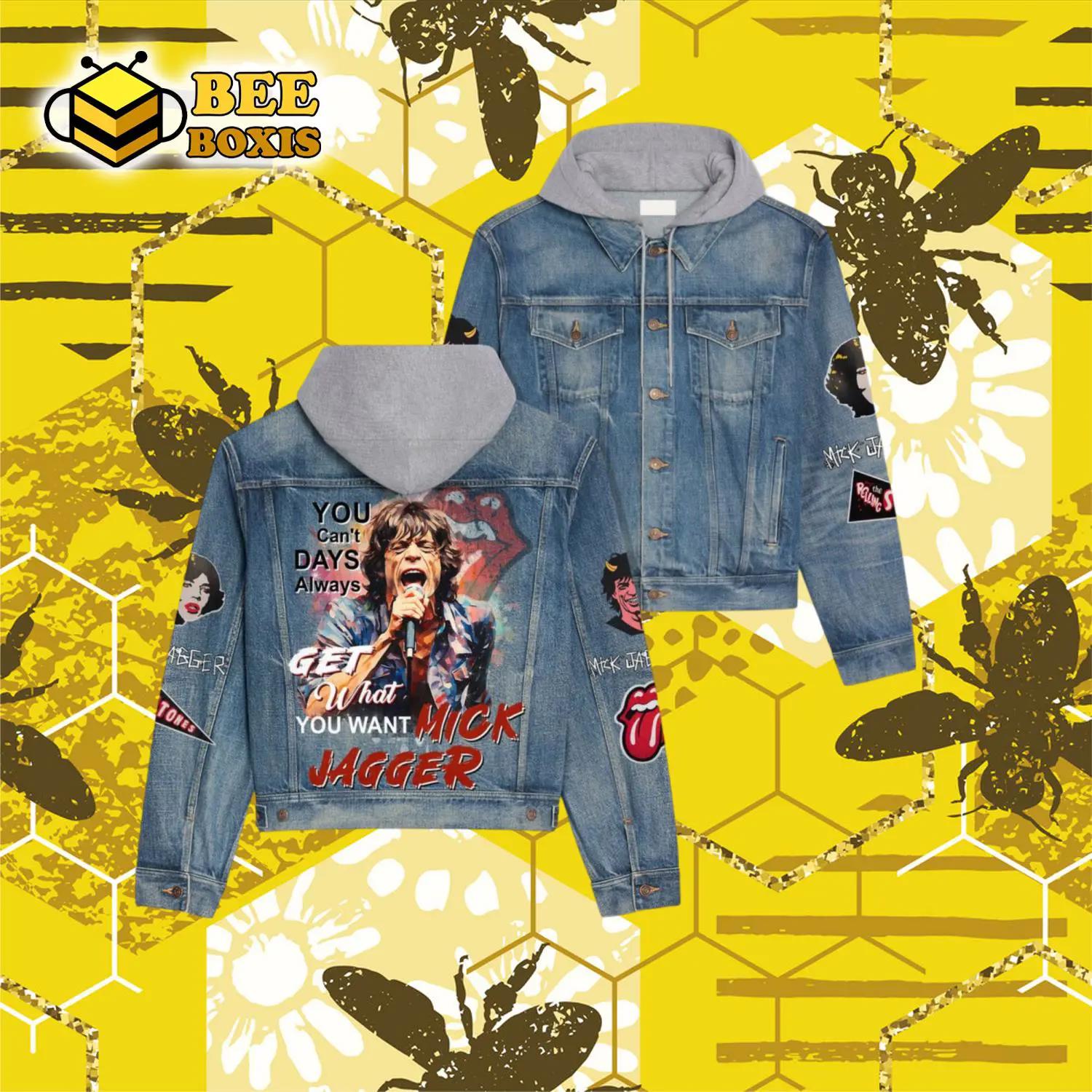 You cant days always get what you want mick jagger design hooded denim jacket.png