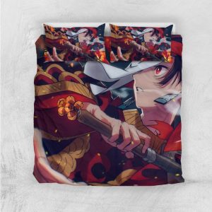 Tanjiro demon slayer fire phoenix dance bedding sets duvet cover bedroom set demon slayer movie bedding set anime bedding set