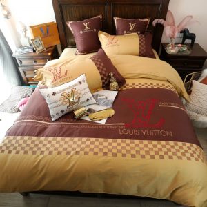 Lv type 195 bedding sets duvet cover lv bedroom sets luxury brand bedding