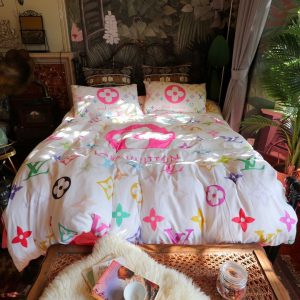 Lv type 138 bedding sets duvet cover lv bedroom sets luxury brand bedding