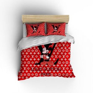 Lv mickey mouse luxury bedding set luxury duvet cover 1 duvet cover and 2 pillows