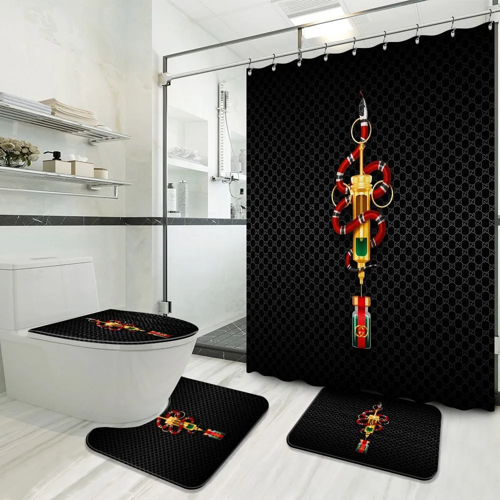 Gucci bathroom set luxury shower curtain waterproof luxury brand with logo gucci 21 #bathroom#shower#home decor