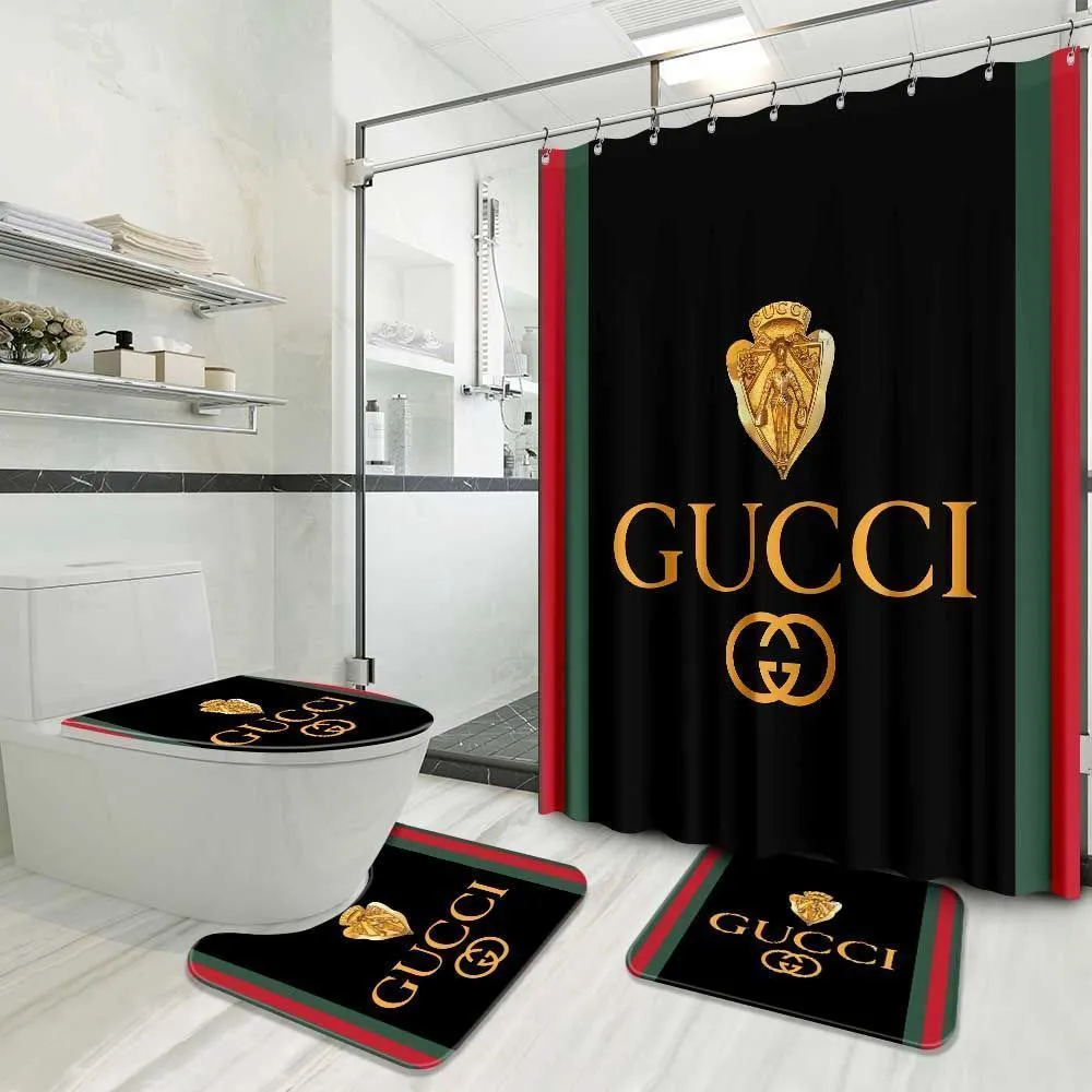 Gucci bathroom set luxury shower curtain waterproof luxury brand with logo gucci 5 #bathroom#shower#home decor