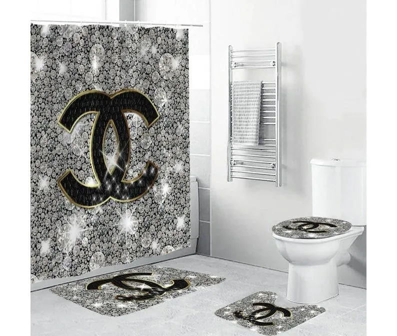 Chanel type 6 shower curtain waterproof luxury bathroom decoration luxury brand window curtains #bathroom#shower#home decor