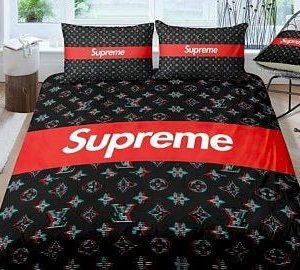 Luxury lv supreme 02 bedding sets duvet cover bedroom luxury brand bedding customized bedroom