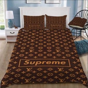 Luxury lv supreme 01 bedding sets duvet cover bedroom luxury brand bedding customized bedroom