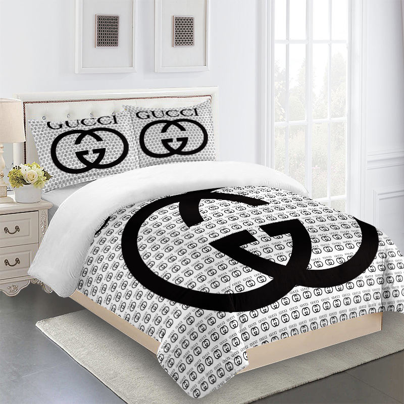 Gucci bedding set white and black luxury bed sheets bdslux