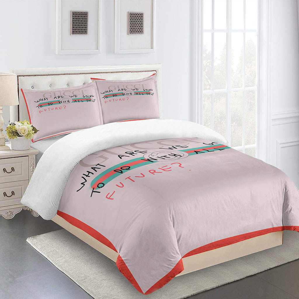 Gucci bedding set pink rose luxury bed sheets bdslux