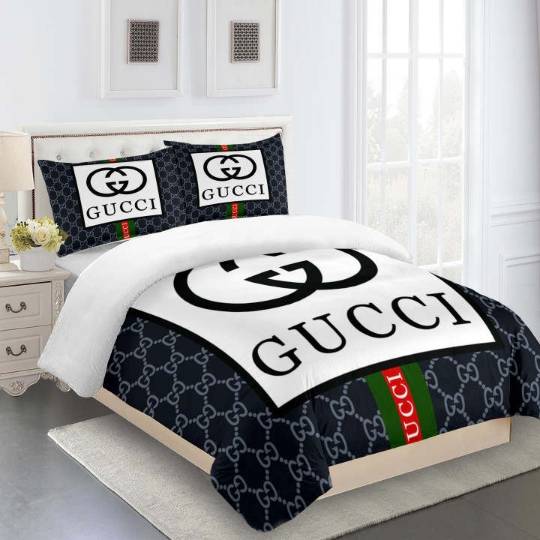 Gucci bedding set blue and white luxury bed sheets bdslux