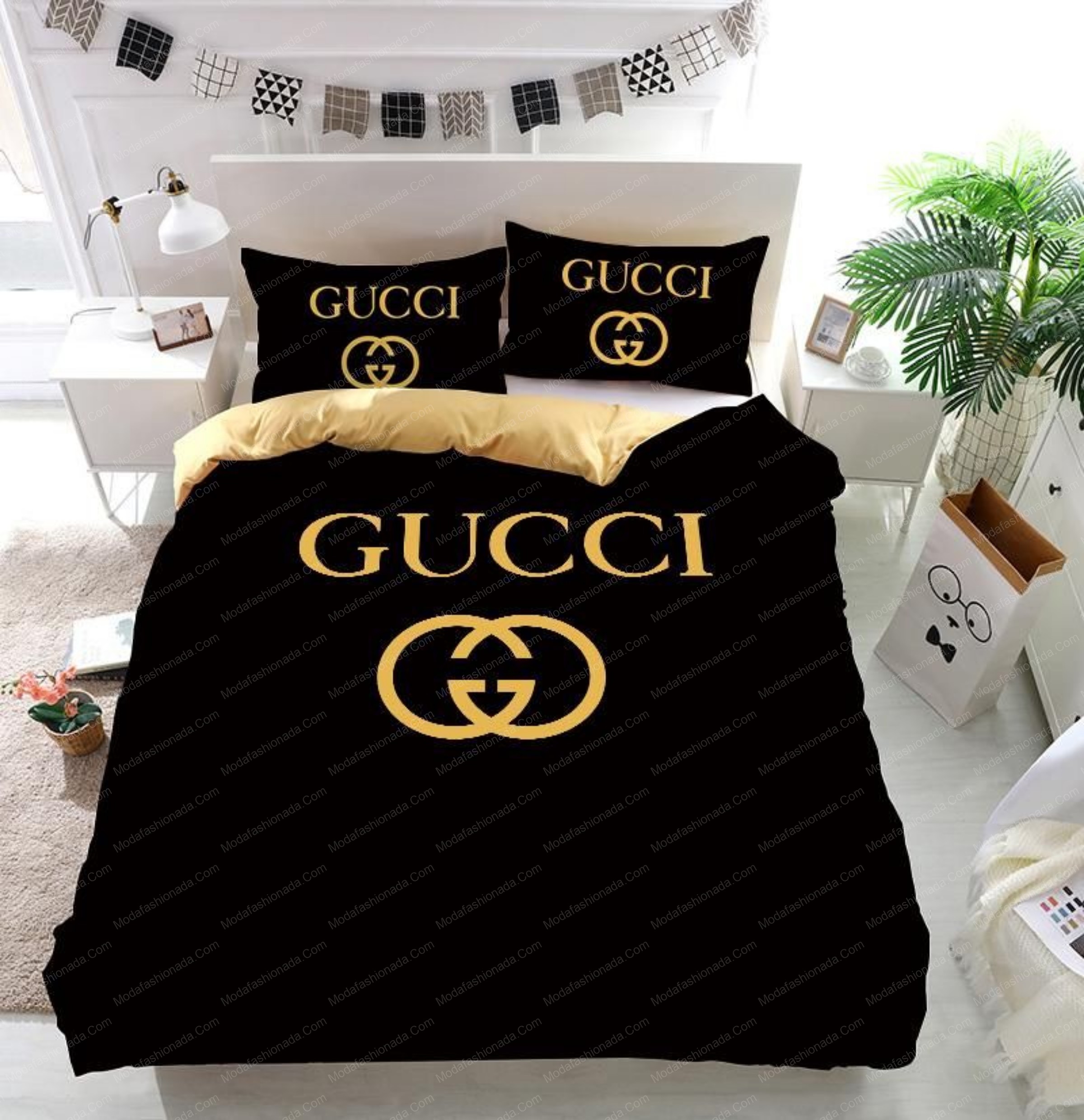 Luxury gucci logo fashion brands 24 bedding set