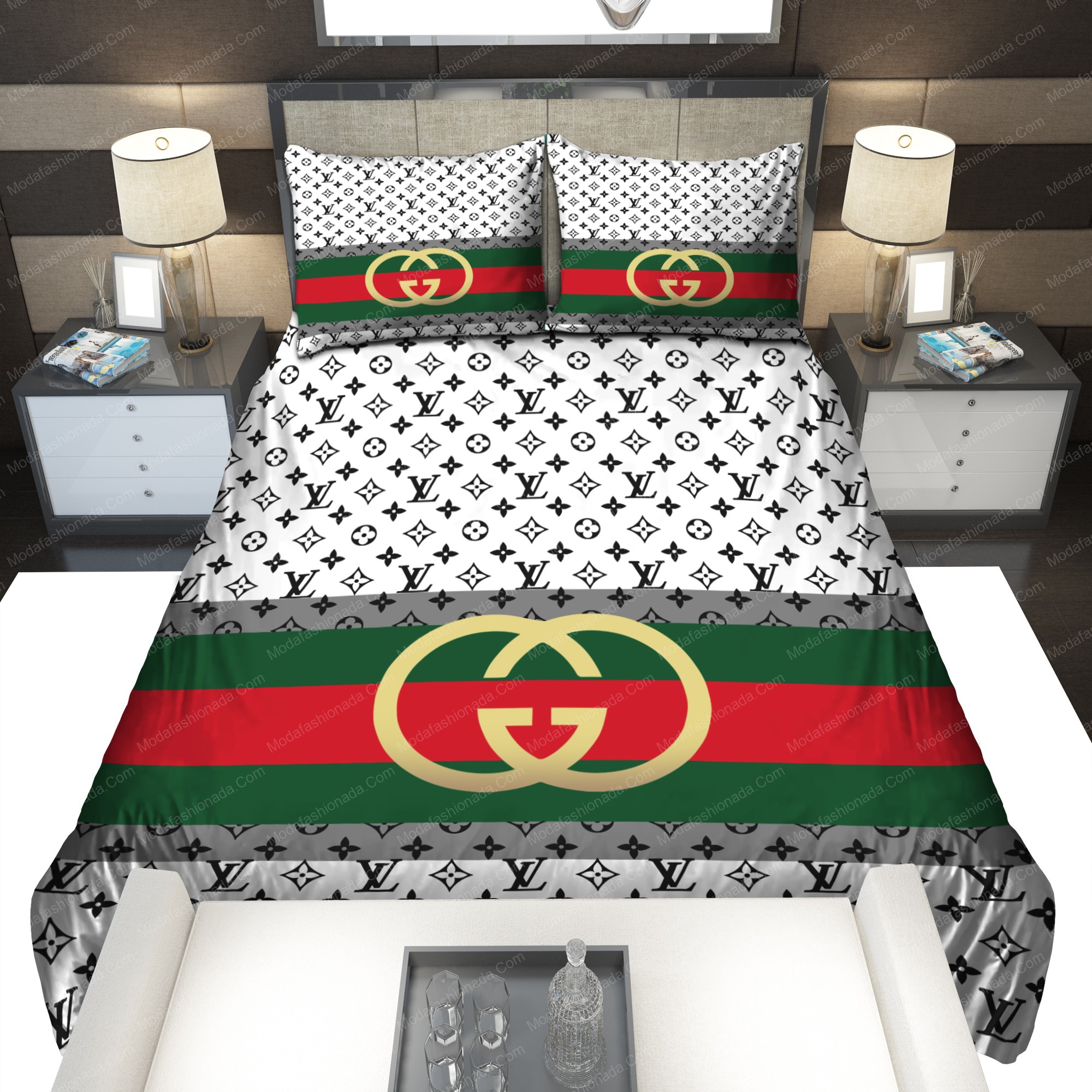 Gucci louis vuitton symbol bedding sets