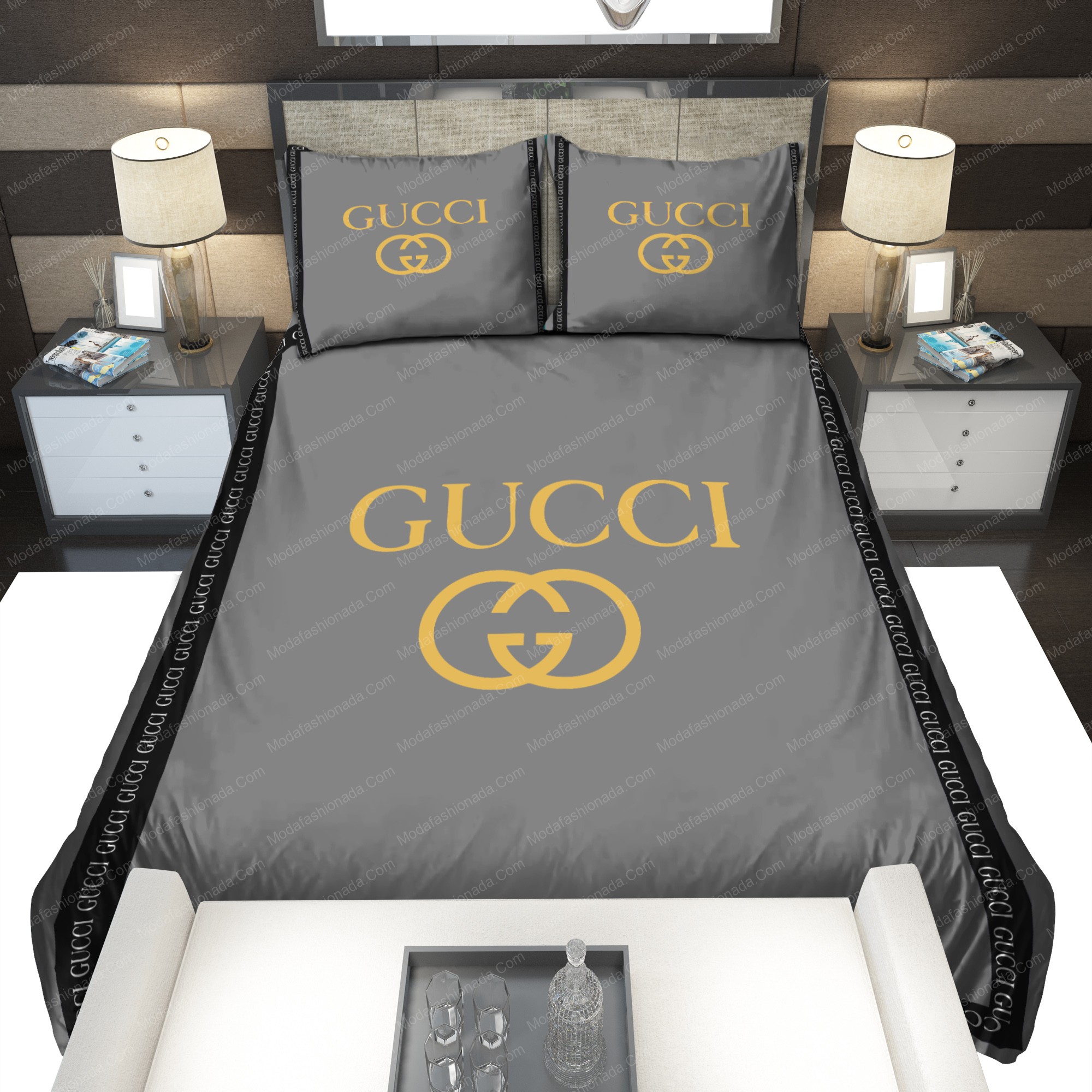 Grey gucci bedding sets