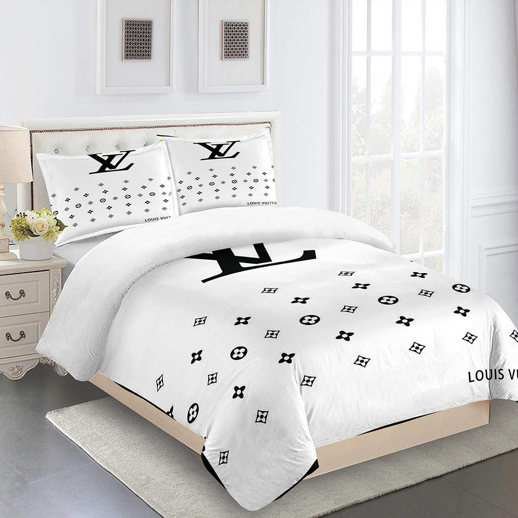 Comforter sets black white louis vuitton bedding set bdslux