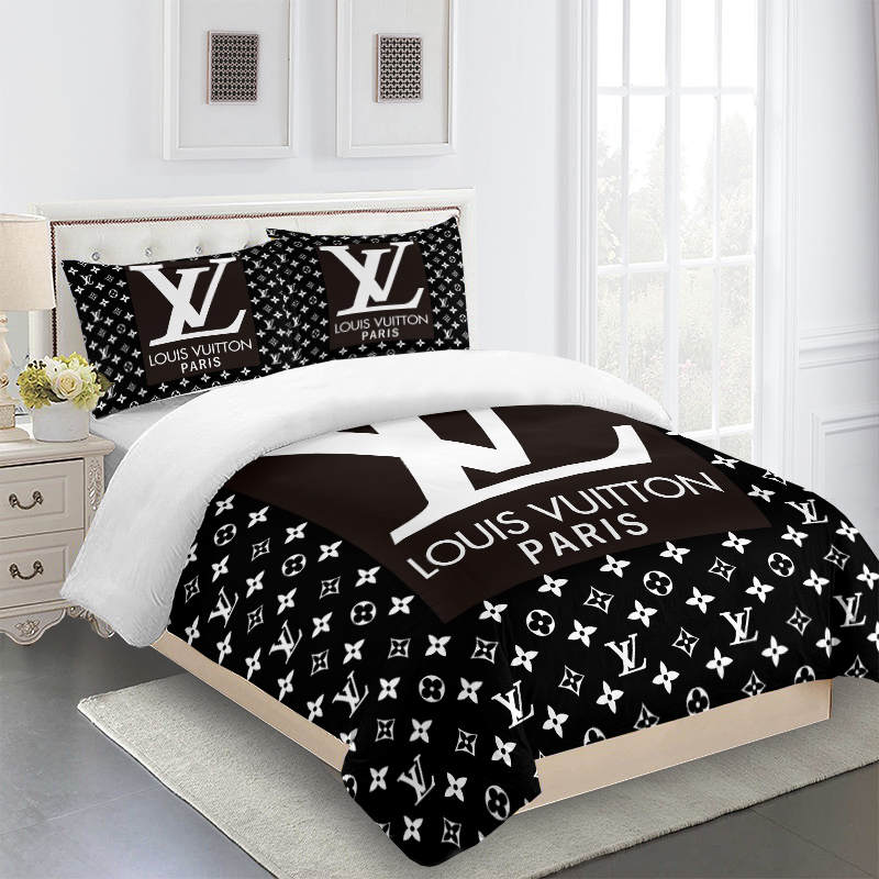 Comforter sets black and white louis vuitton bedding set bdslux