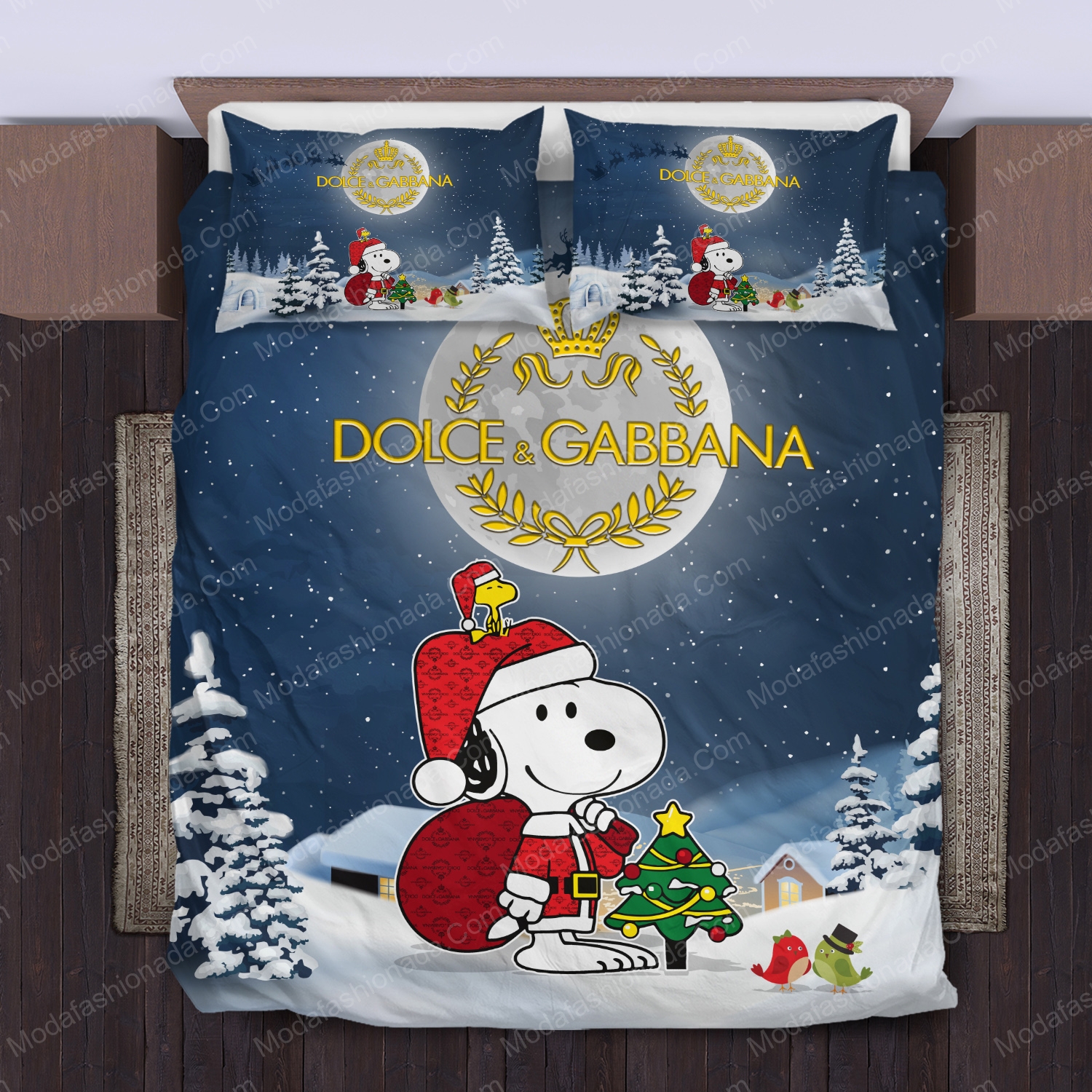Snoopy dog dolce & gabbana merry christmas bedding sets