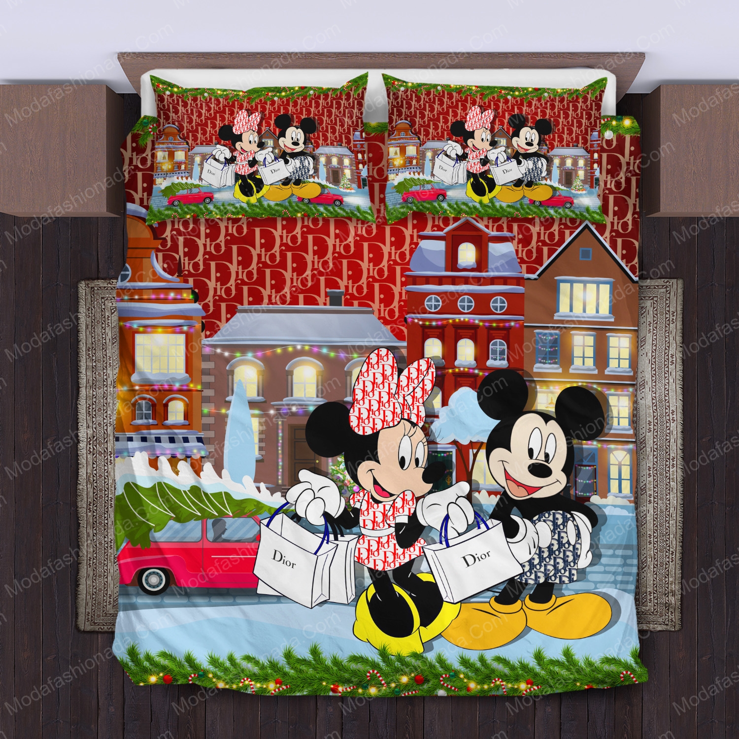 Mickey & minnie mouse dior merry christmas bedding sets