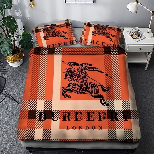 Burberry orange luxury quilt bedding set