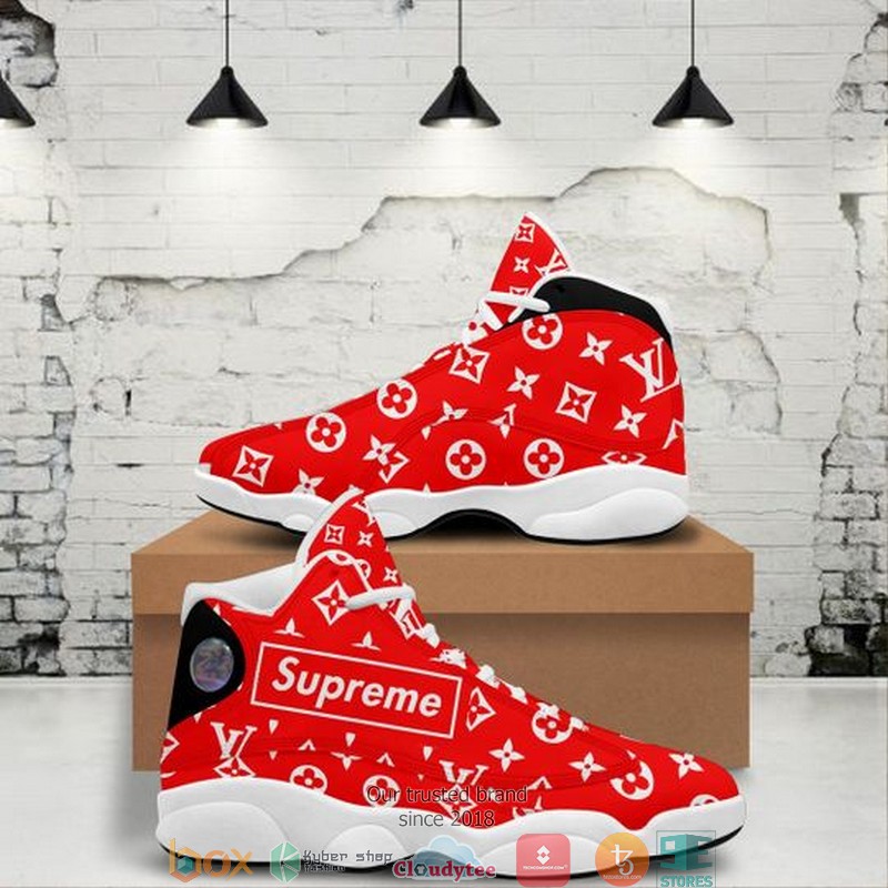 Louis vuitton supreme red air jordan 13 sneaker shoes l-jd13 #air jordan #shoes
