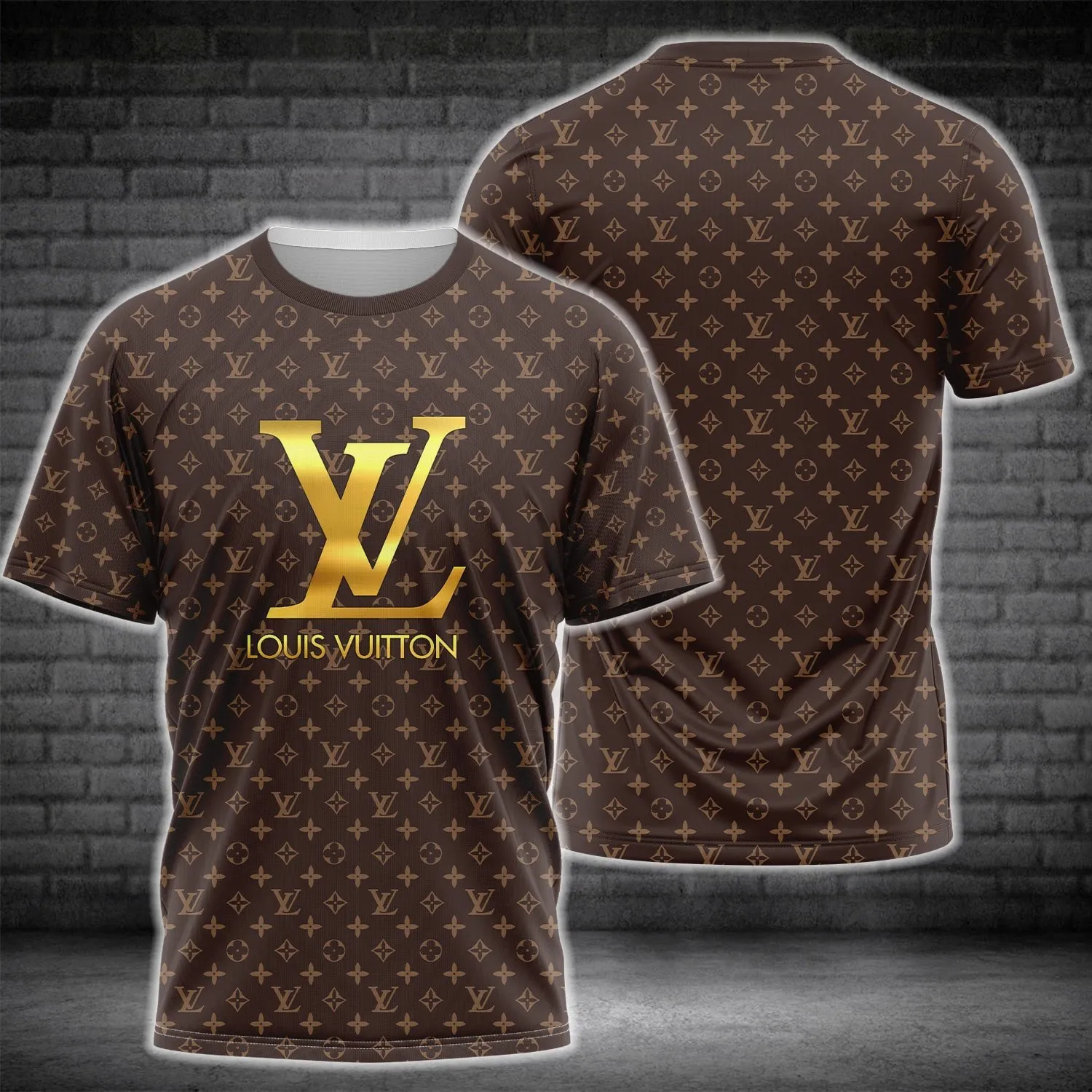 Louis vuitton golden logo brown luxury brand t-shirt outfit for men women #tshirt#clothes#outfit
