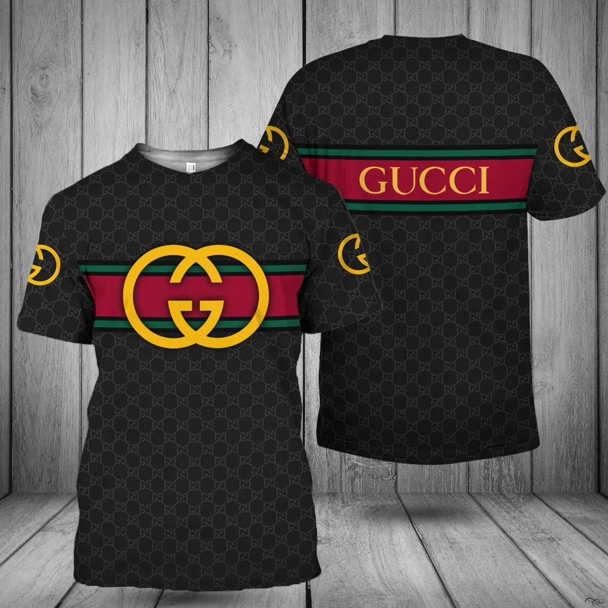 Gucci yellow logo black luxury brand t-shirt outfit for men women #tshirt#clothes#outfit