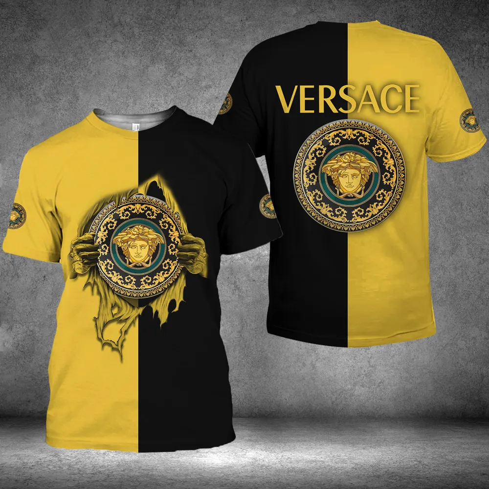 Versace medusa black yellow luxury brand premium t-shirt outfit for men women #tshirt#clothes#outfit