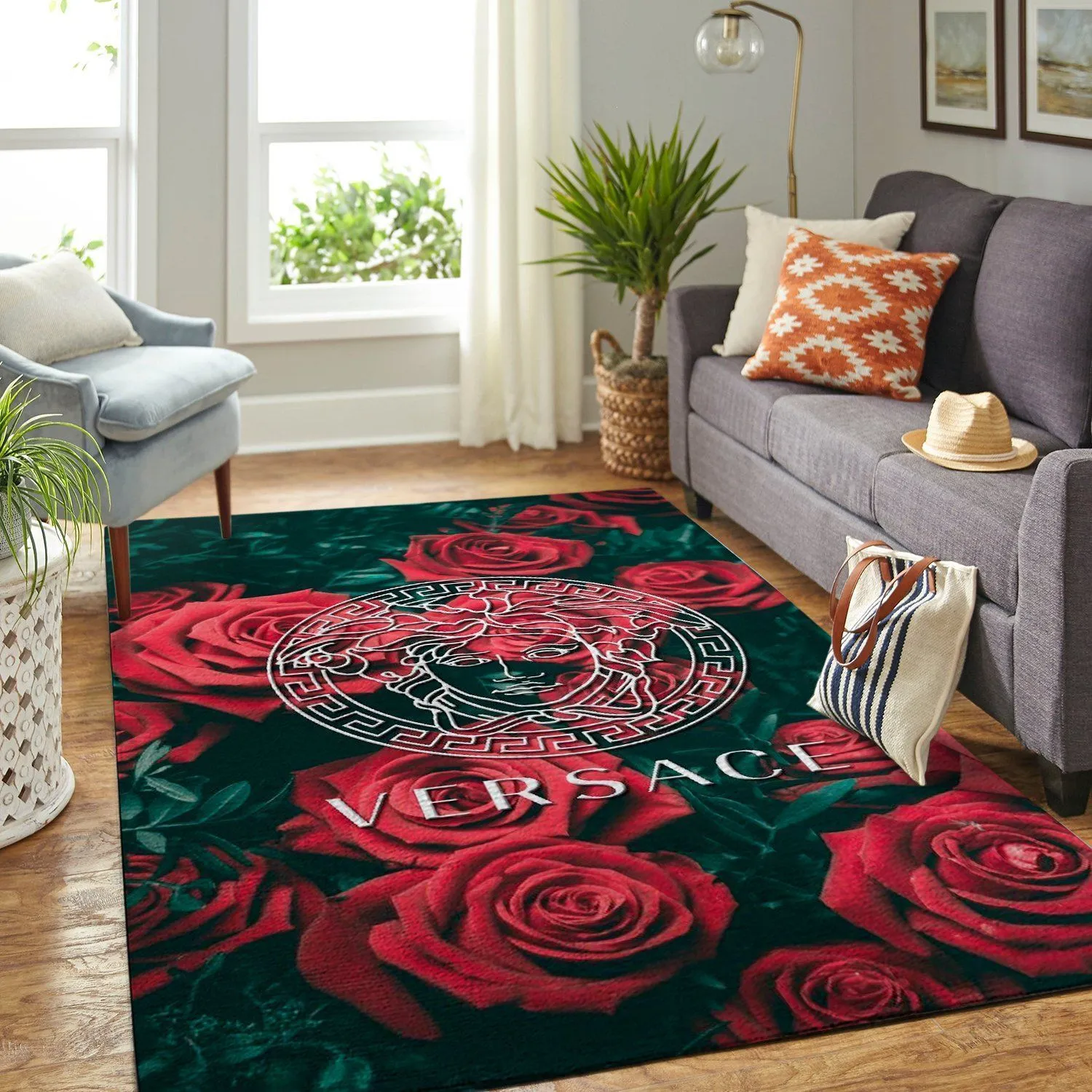 Versace Area Rug Hypebeast Carpet Luxurious Fashion Brand Logo Living #Rug#carpet#Homedecor