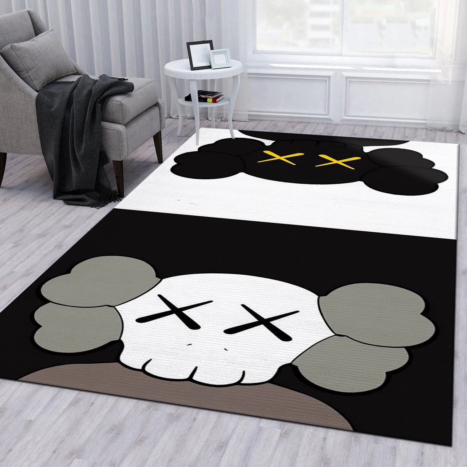 Kaws Along The Way- Home Decor- Kaws Along The Way Grey- Hypebeast Area Rug- Sneakers Rug- Sneakerhead Carpet- Sneaker Room Decor #Rug#carpet#Homedecor