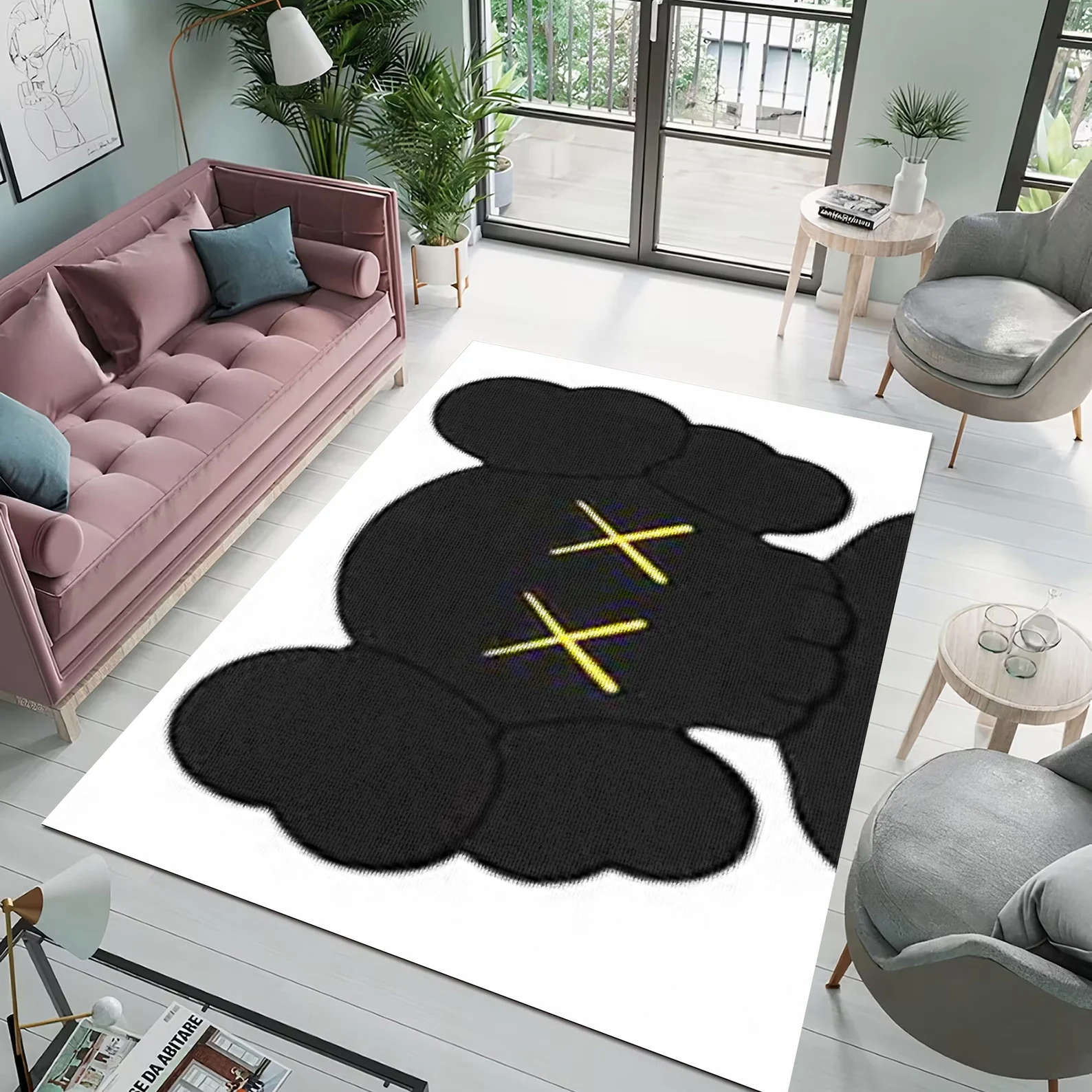 KAWS Rug- Sneaker Room Rug- Grey Kaws Rug- Kaws Art Rug- Living Room Carpet- Kaws Figure Rug- Bape Rug- Kaws Rug- Jordan Rug- Area Decor