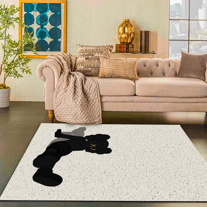 Kaws Holiday Black Rug - Kaws Area Rug - Kaw Modern Rug- Kaws Home Decor Rug- Kaws Carpet- Kaws Lover Gift- Boyfriend Gift- Hypebeast Rug #Rug#carpet#Homedecor