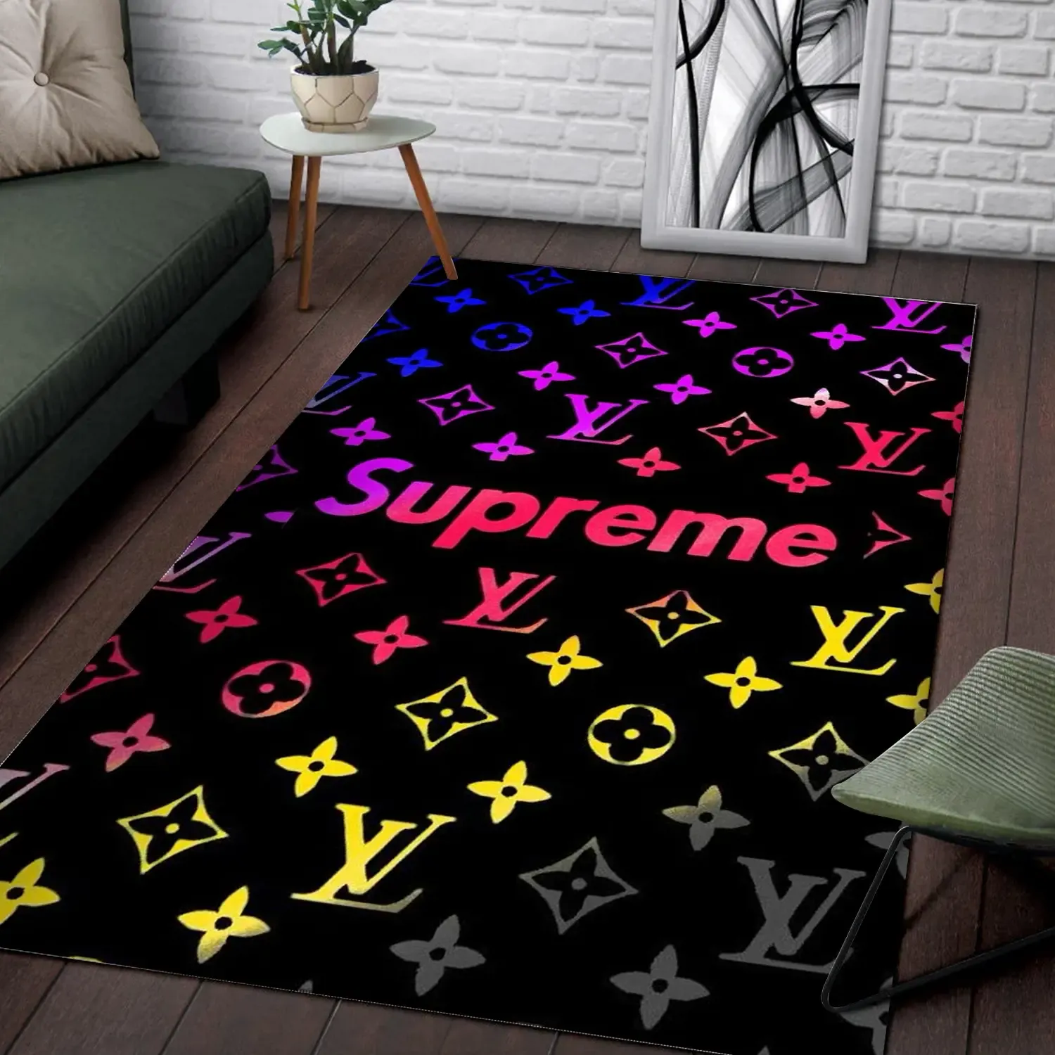 Louis vuitton supreme colorful fashion brand rug carpet#Rug#carpet#Homedecor