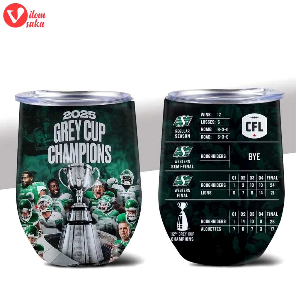 2025 grey cup champions saskatchewan roughriders commemorative tumblers