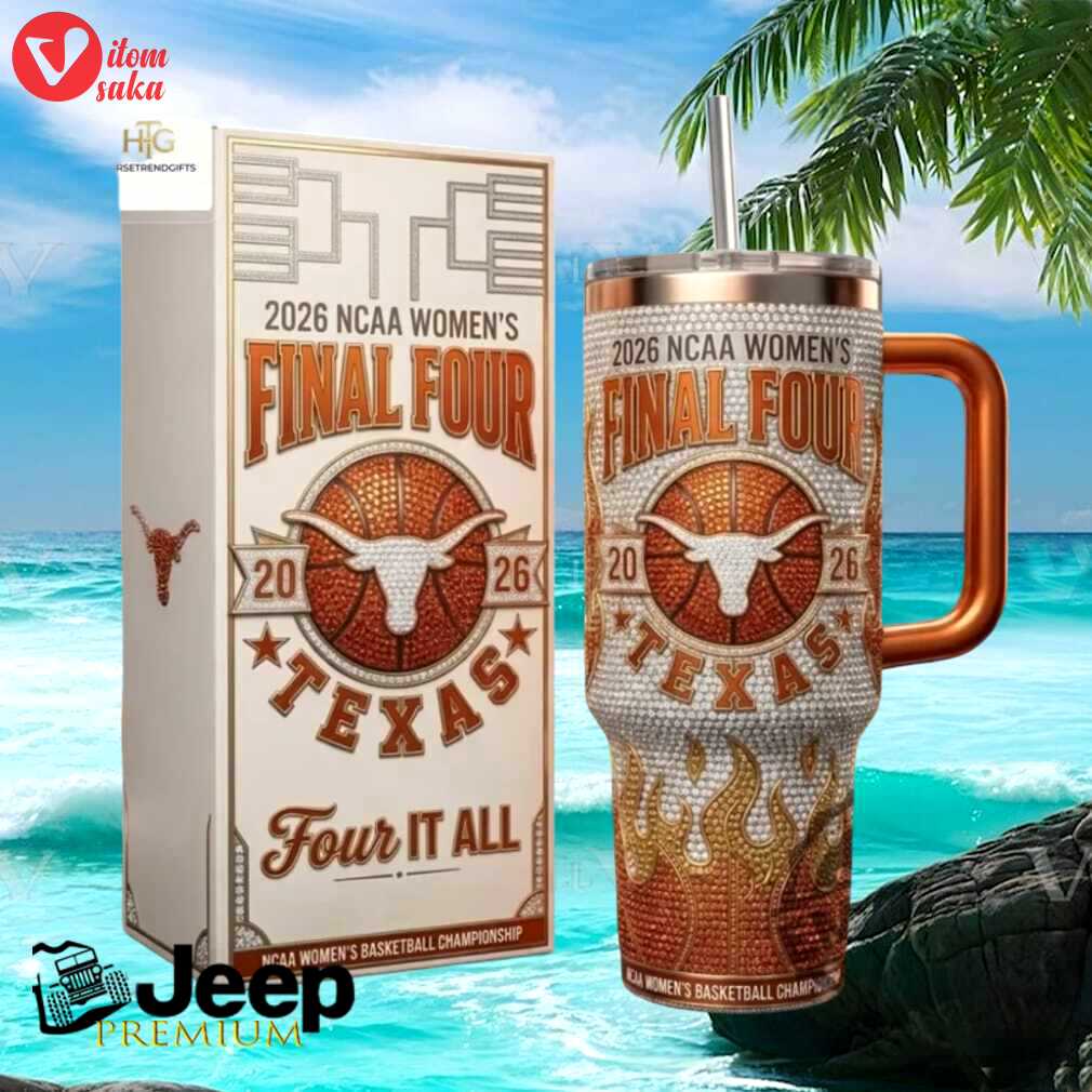 2026 ncaa women’s final four texas longhorns basketball rhinestone glitz style stainless steel insulated tumbler