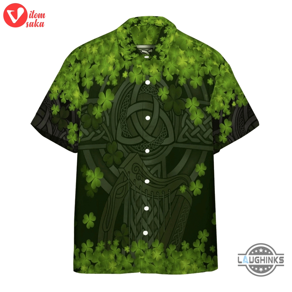 3d st patrick celtic cross custom short sleeve shirt hawaiian shirt aloha summer beach button up shirts and shorts new